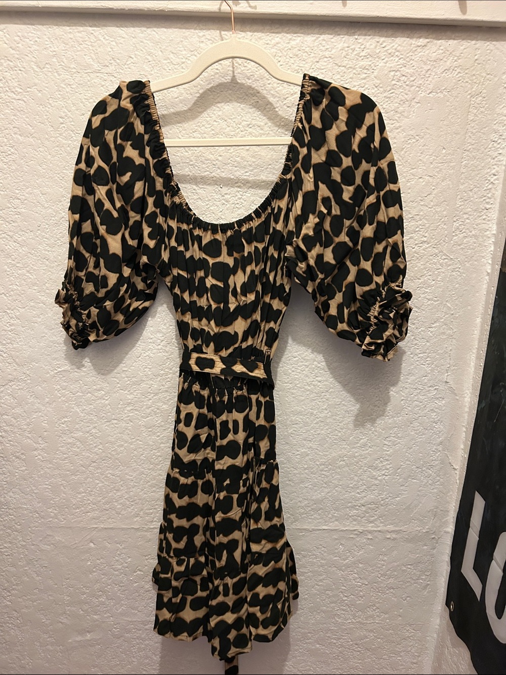 ⭐️ANTHROPOLOGIE ⭐️BEACHGOLD NWT Leopard-Print Puff Sleeve Mini Dress - Picture 11 of 11